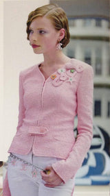 Vintage Chanel Puffy Logo Jacket on model on 2003 runway