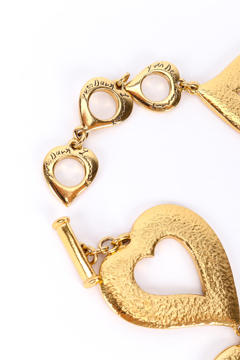 Vintage Yves Saint Laurent Heart Pendant Collar Necklace toggle clasp closeup @Recessla
