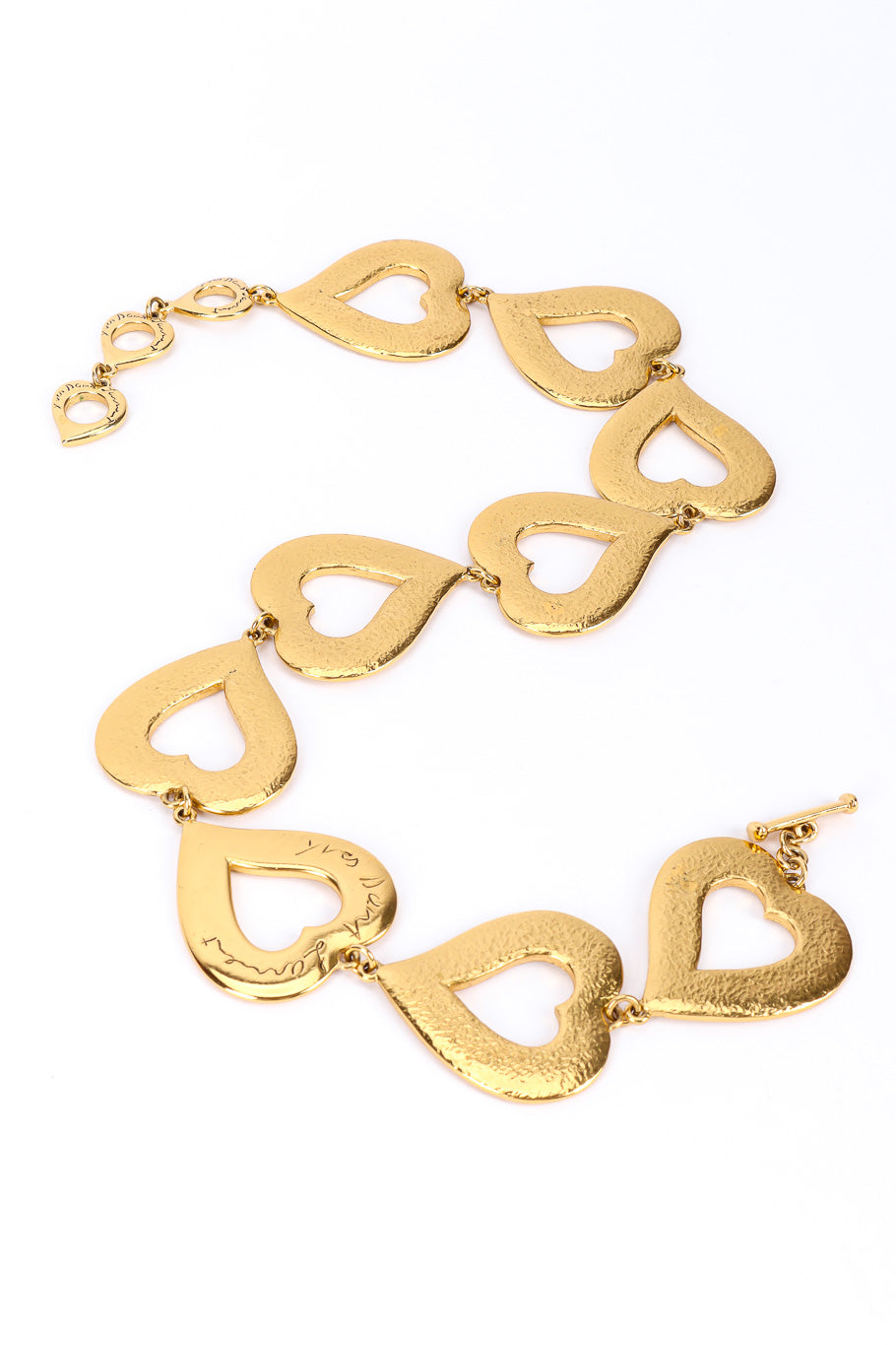 Vintage Yves Saint Laurent Heart Pendant Collar Necklace full view unclasped @Recessla