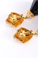 Diamond drop earrings by St. John on white background backs closed @recessla