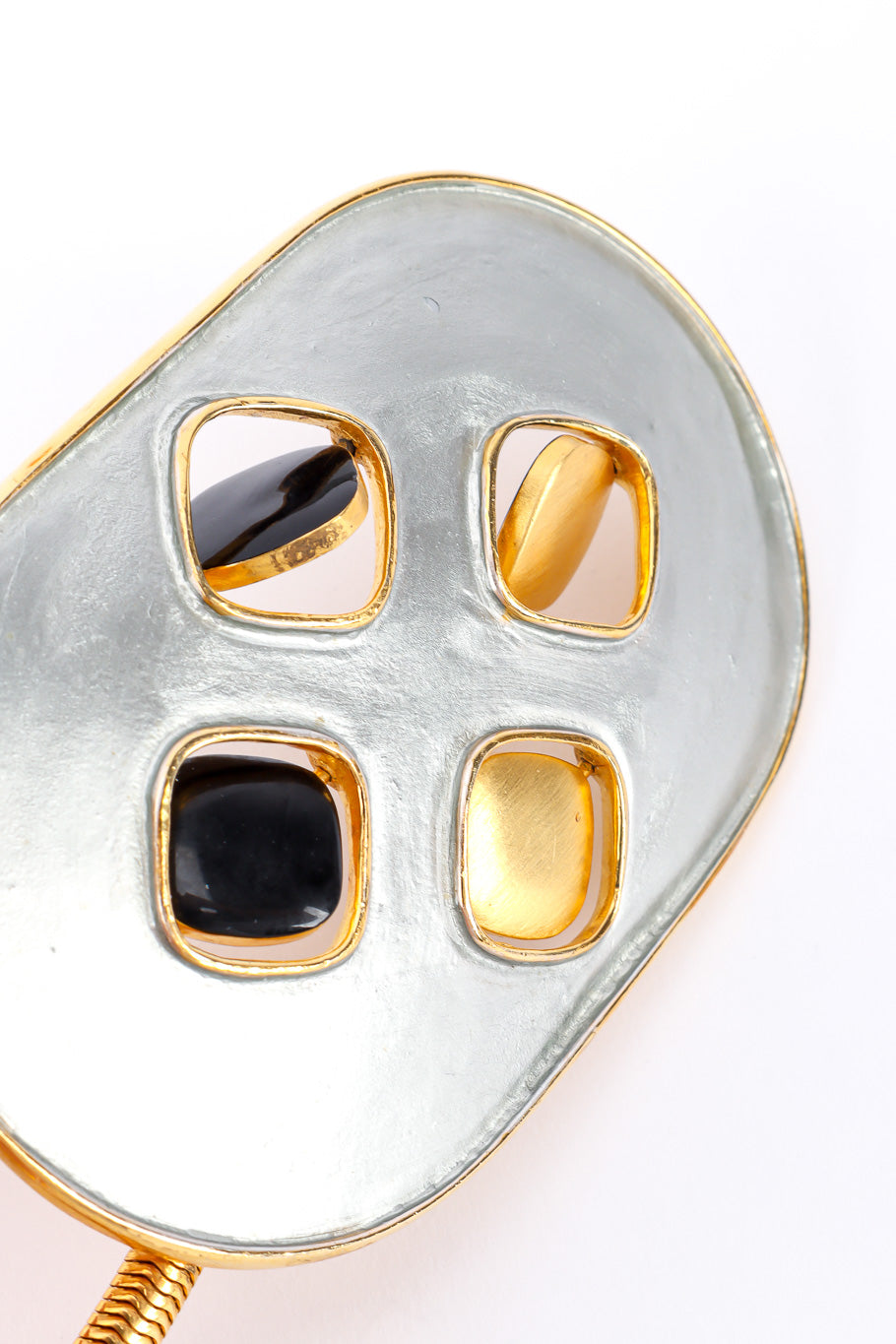 Vintage Pierre Cardin Revolving Charm Tablet Necklace revolving charm closeup @Recessla