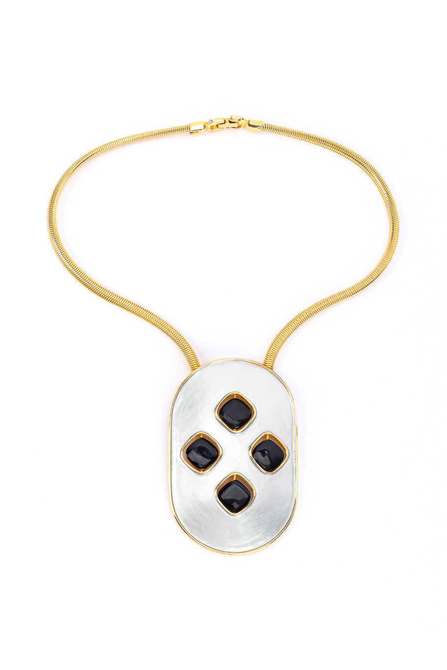 Vintage Pierre Cardin Revolving Charm Tablet Necklace full view @Recessla