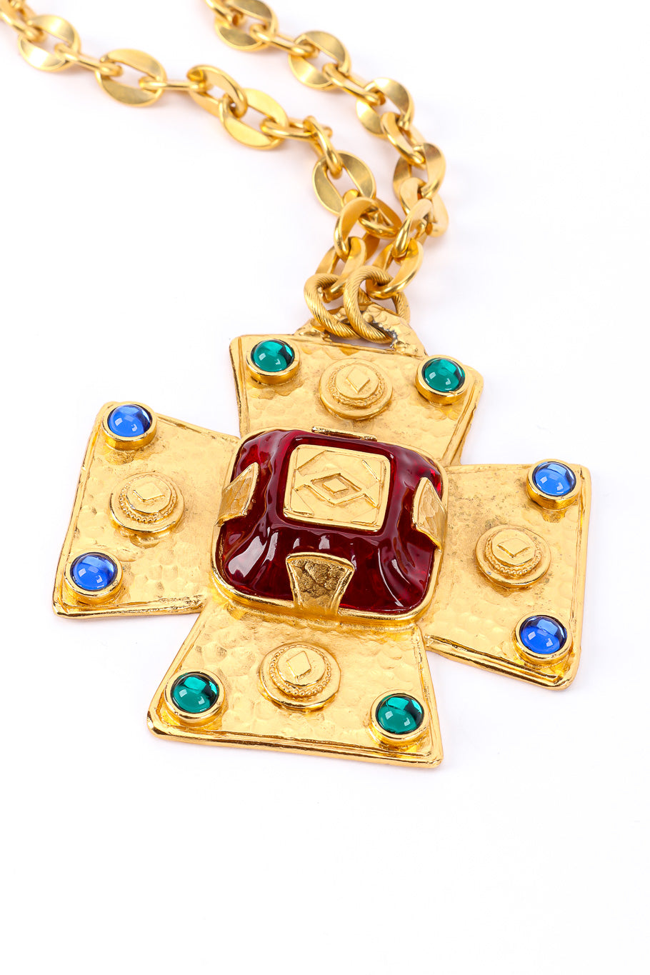 Vintage Robert Rose Byzantine Maltese Cross Necklace pendant closeup @Recessla