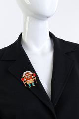 Vintage Kenneth Jay Lane Carnelian Medicine Man Brooch on mannequin @recess la