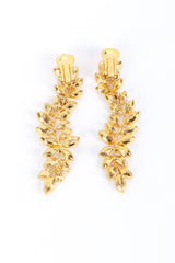 Vintage Kenneth Jay Lane Gold Rhinestone Leaf Drop Earrings back @recess la