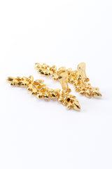 Vintage Kenneth Jay Lane Gold Rhinestone Leaf Drop Earrings clips open @recess la