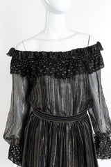 Vintage Adolfo Ruffle Top and Skirt Set front on mannequin closeup @recessla