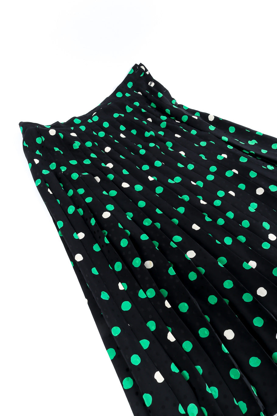 Adolfo polka dot silk blouse and skirt set skirt details @recessla