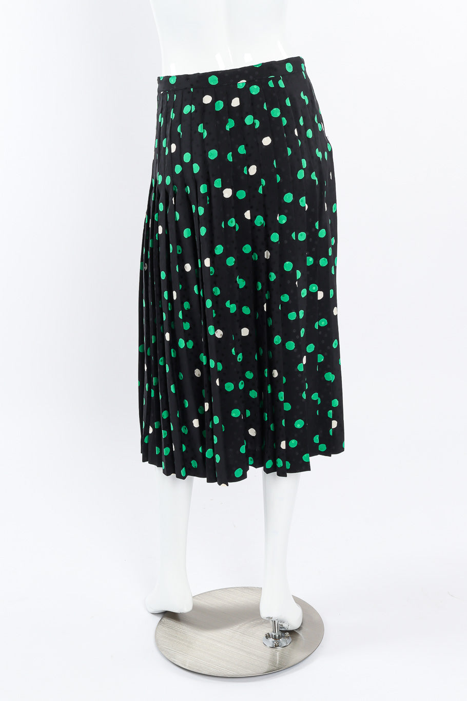 Adolfo polka dot silk blouse and skirt on mannequin @recessla