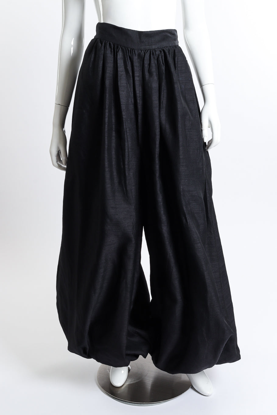 Vintage Adolfo Silk Crepe Balloon Pant front on mannequin with legs parted @recess la