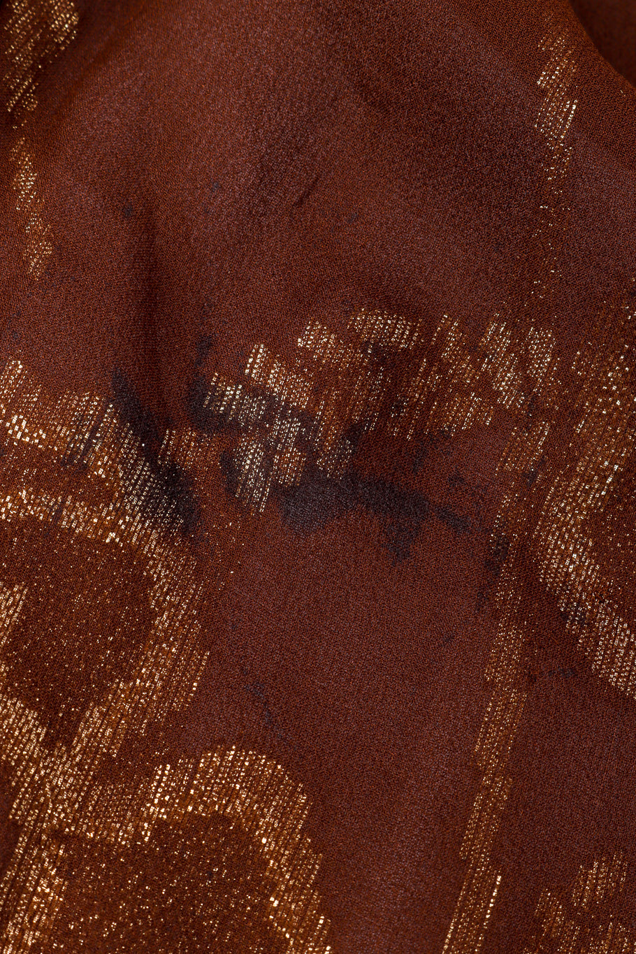 Vintage Adolfo Metallic Top and Skirt Set top stain closeup @recessla