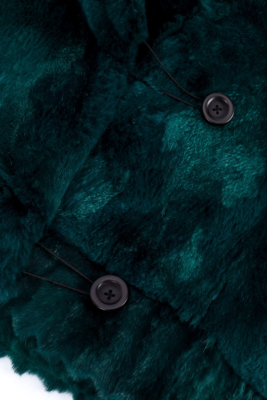 Vintage Adolfo Sport Ribbed Collar Fur Coat buttons closeup @recessla