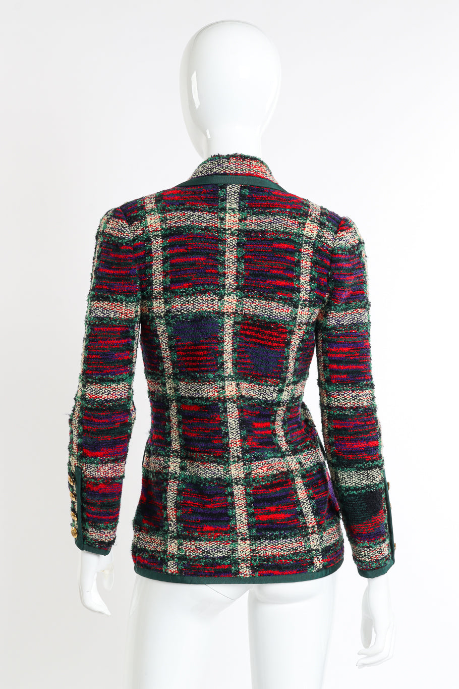 Vintage Adolfo Plaid Knit Jacket back on mannequin @recessla
