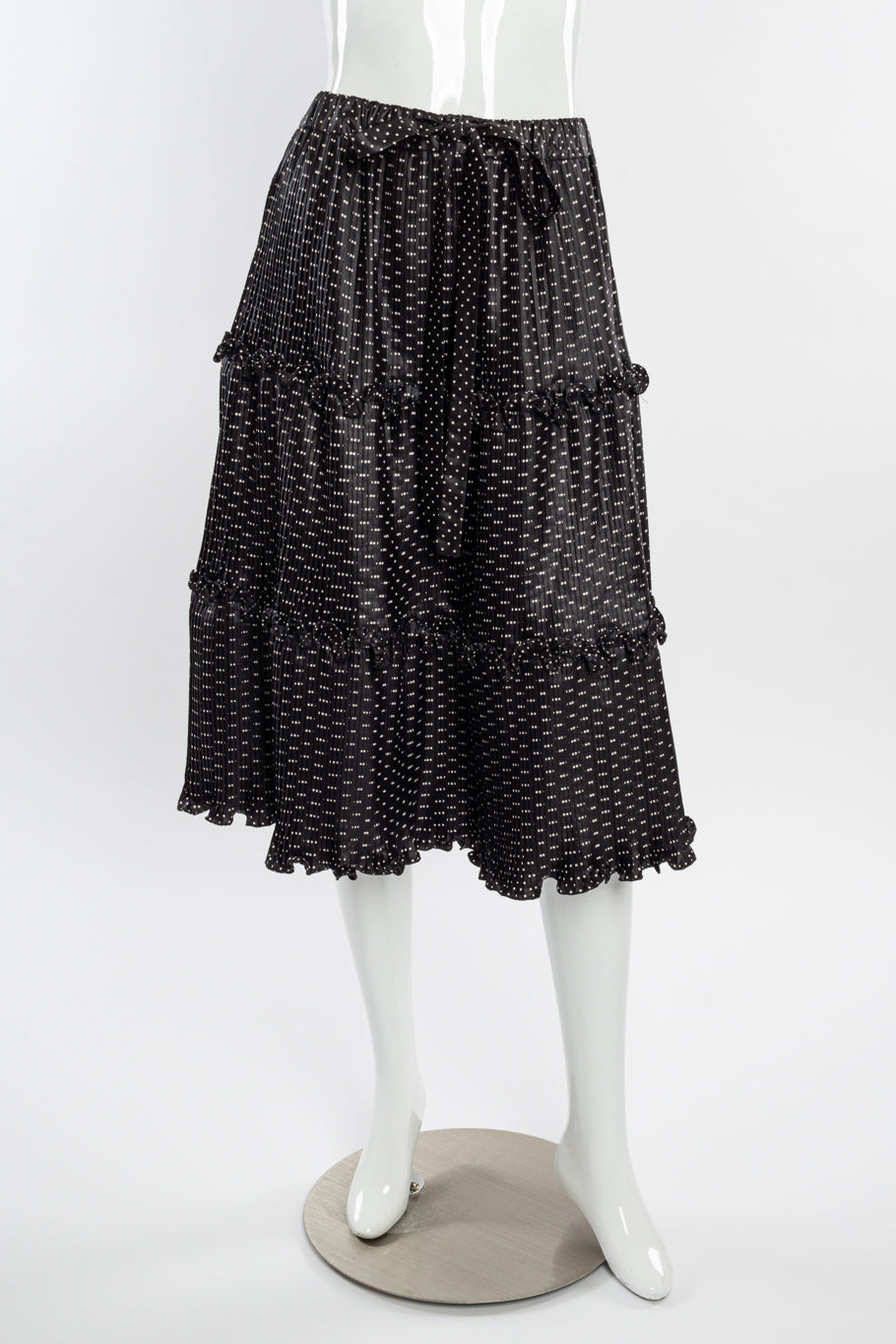 Vintage Adolfo Polka Dot Pleated Skirt front on mannequin @recessla