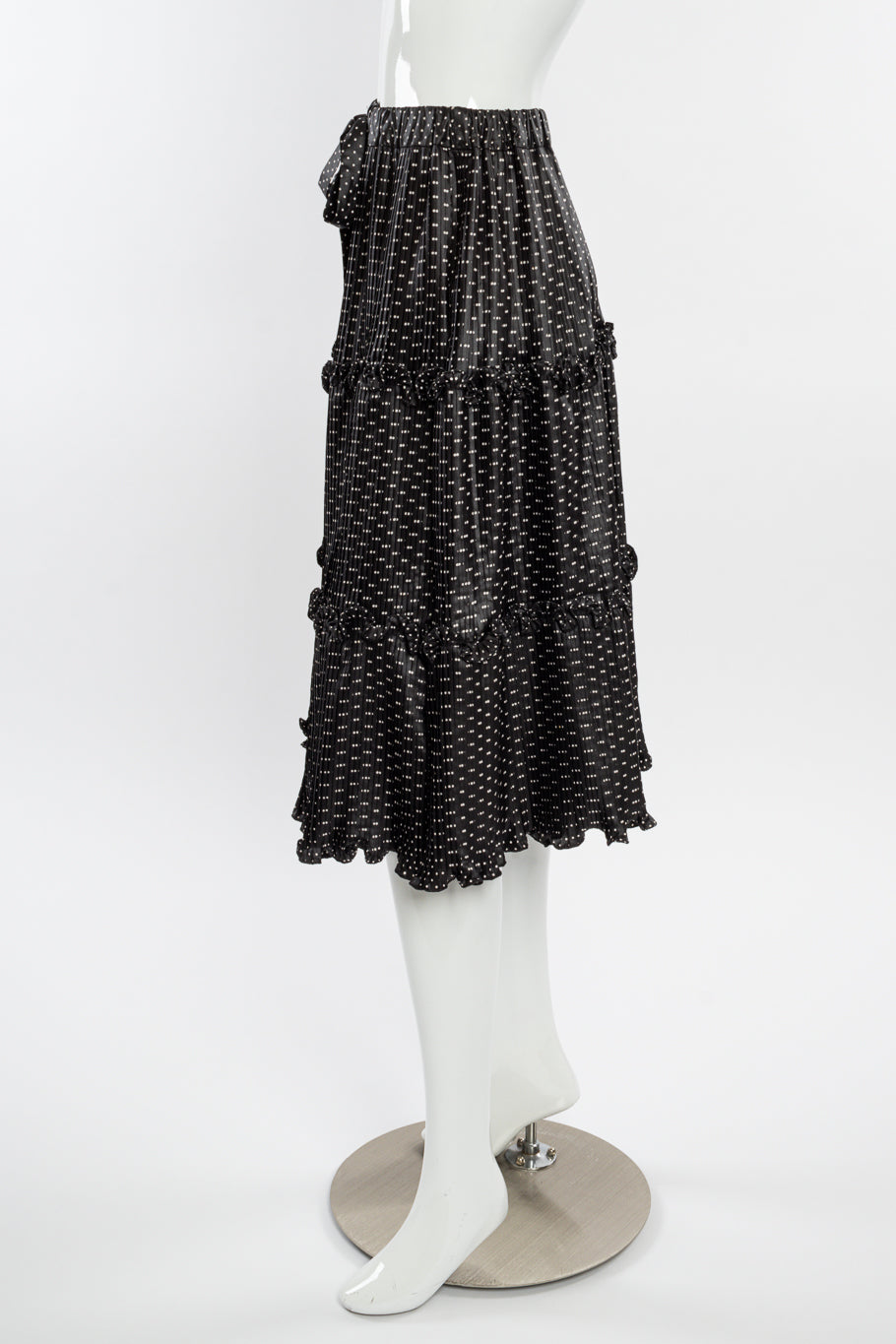Vintage Adolfo Polka Dot Pleated Skirt side on mannequin @recessla