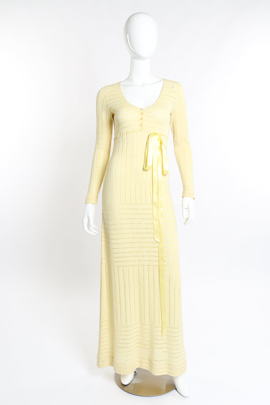 Vintage Adolfo Eyelet Knit Maxi Dress II front on mannequin @recess la