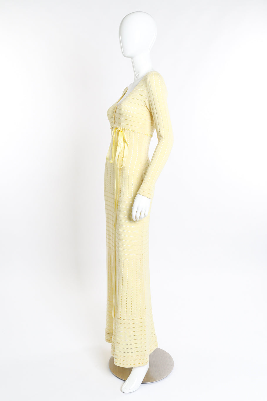 Vintage Adolfo Eyelet Knit Maxi Dress II side on mannequin @recess la