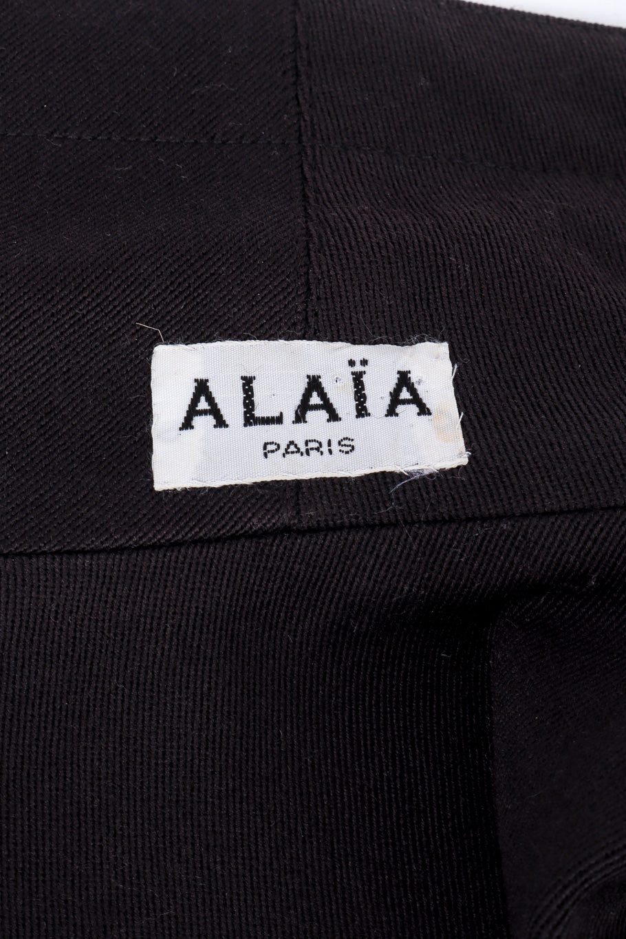 Vintage Alaia Oversized Double Breasted Wool Coat signature label closeup @recessla