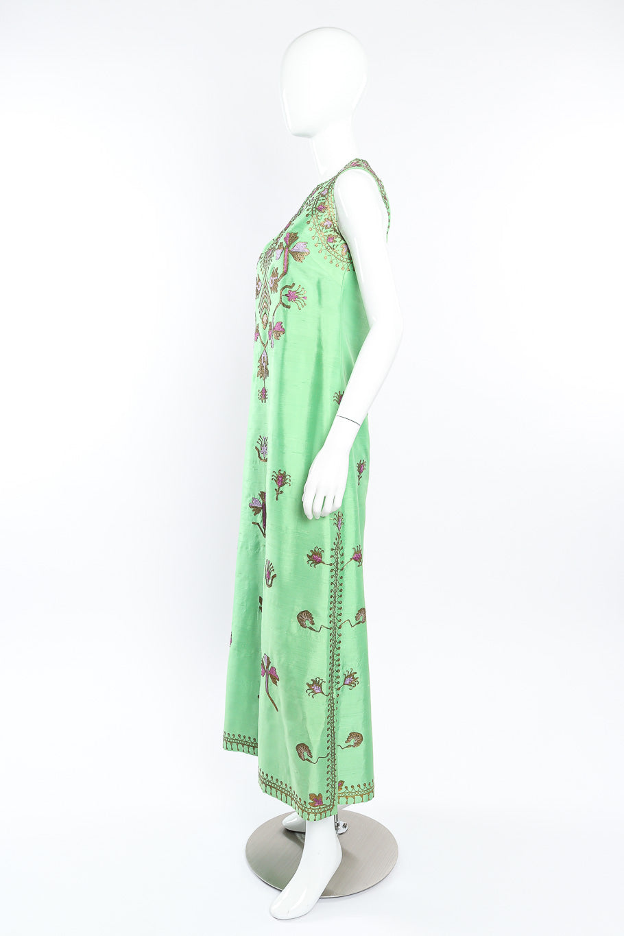 Vintage Artisans Brocade Embellished Tunic Dress side view on mannequin @Recessla