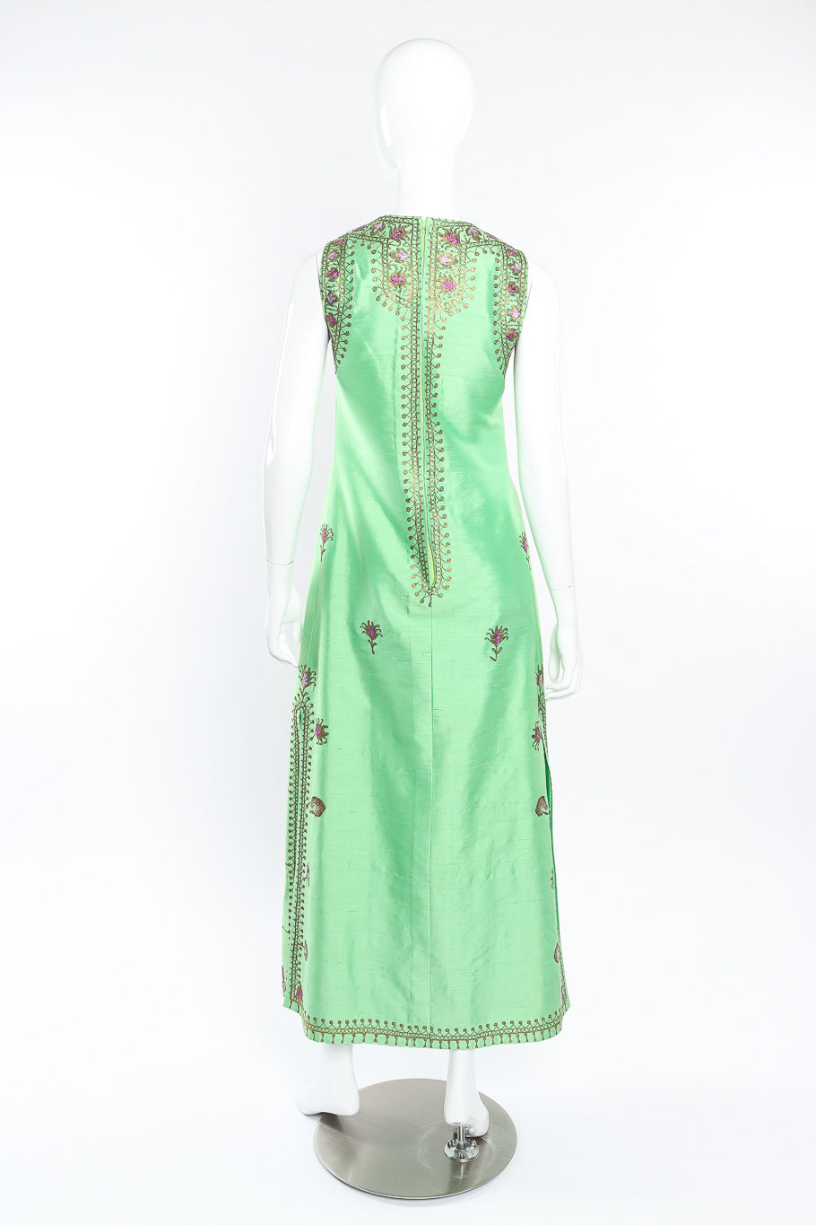 Vintage Artisans Brocade Embellished Tunic Dress back view on mannequin @Recessla