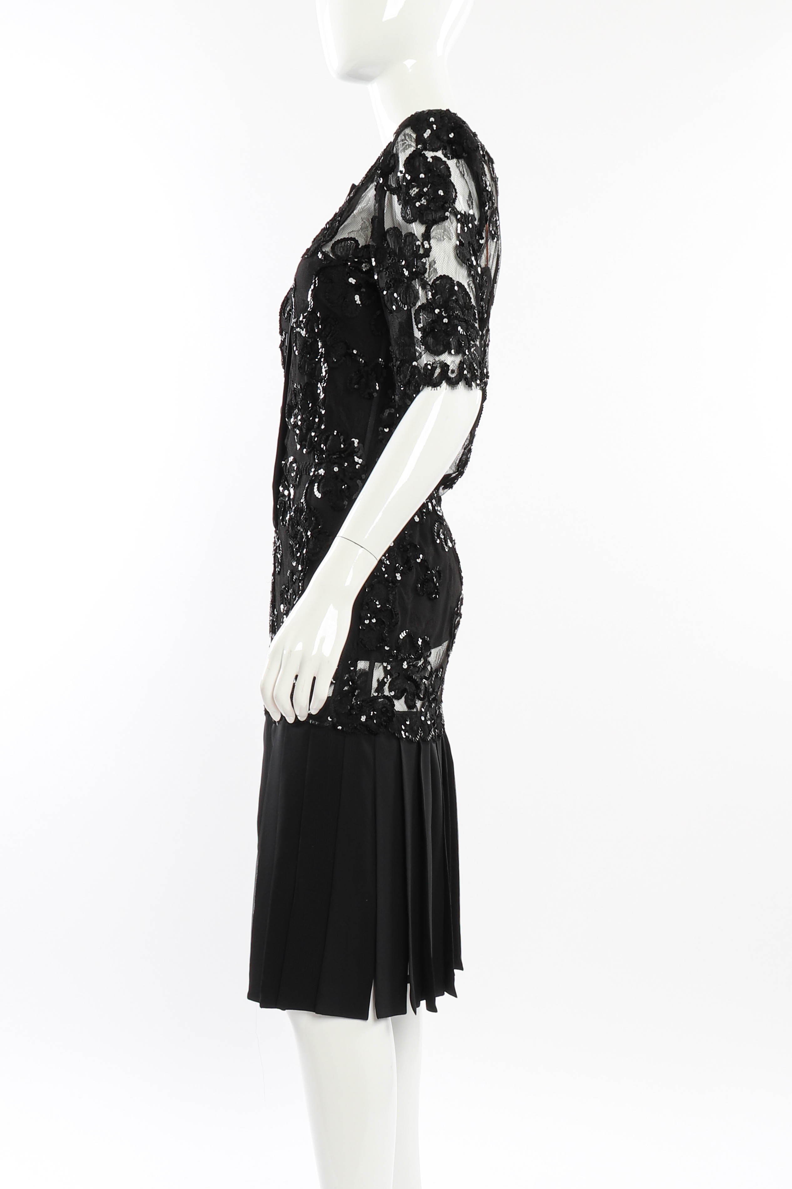 Vintage Adolfo Sequin Lace Dress side on mannequin @recessla