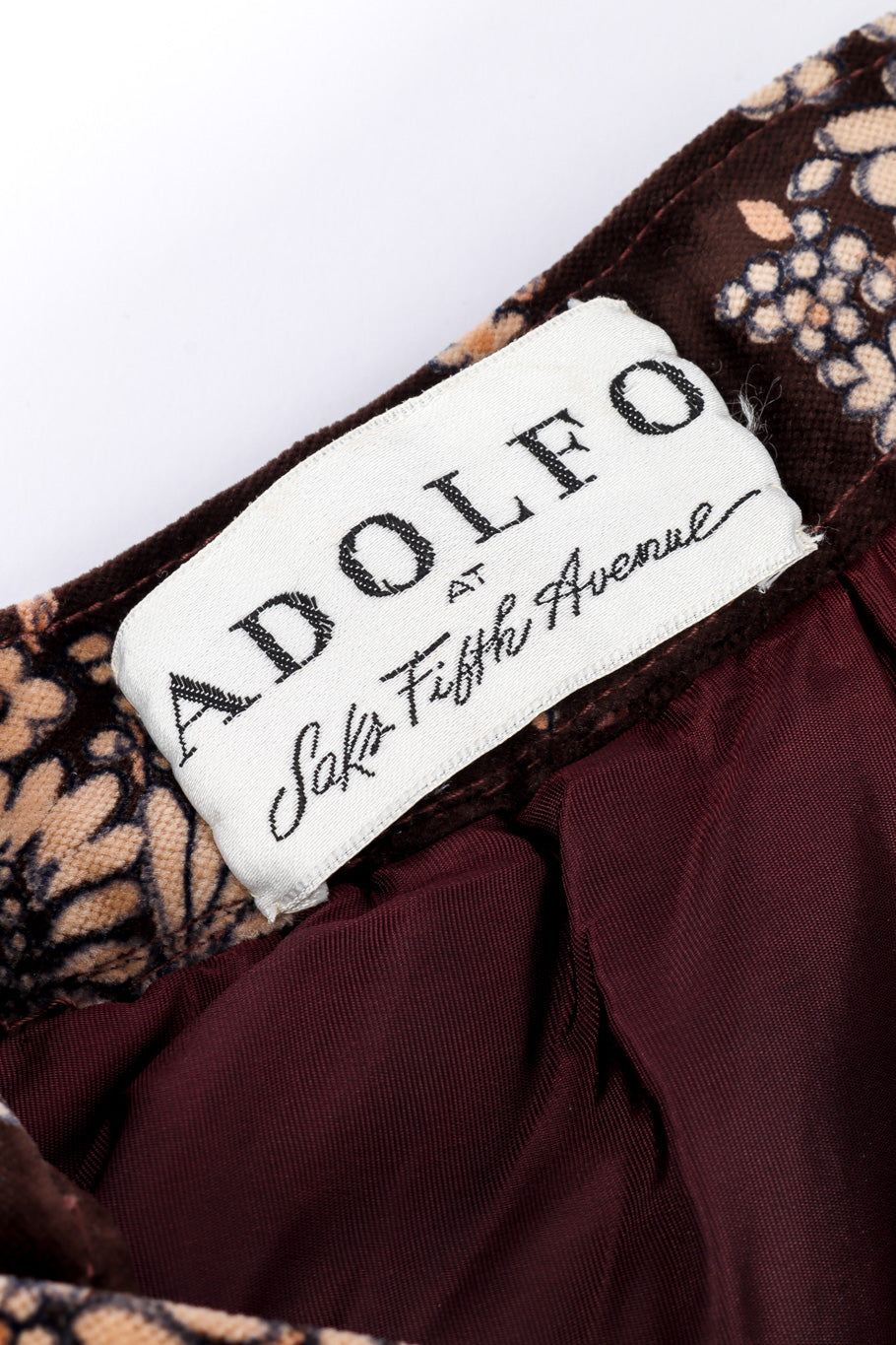 Vintage Adolfo Floral Velvet Ball Skirt signature label @recessla