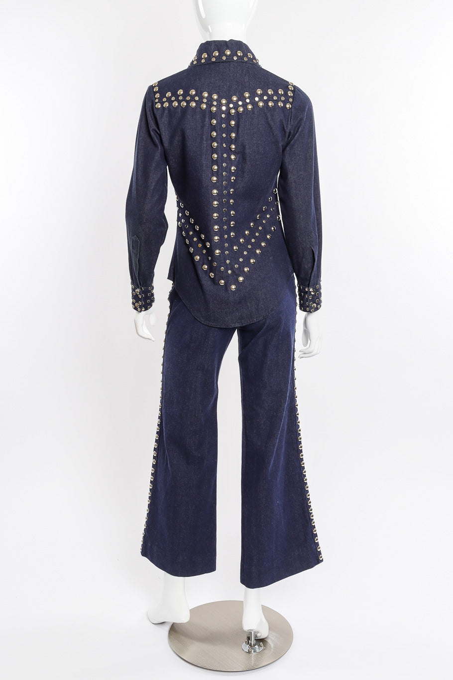 Vintage Allie Flynn Studded Denim Top and Pant Set back view on mannequin @Recessla
