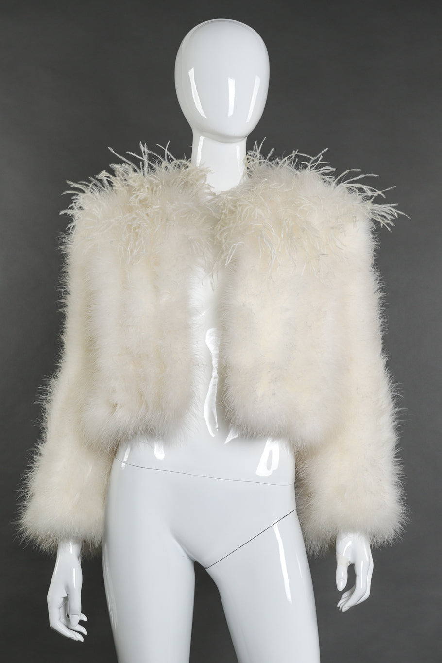 Vintage ostrich feather jacket by Anthon's Furs on mannequin @recessla