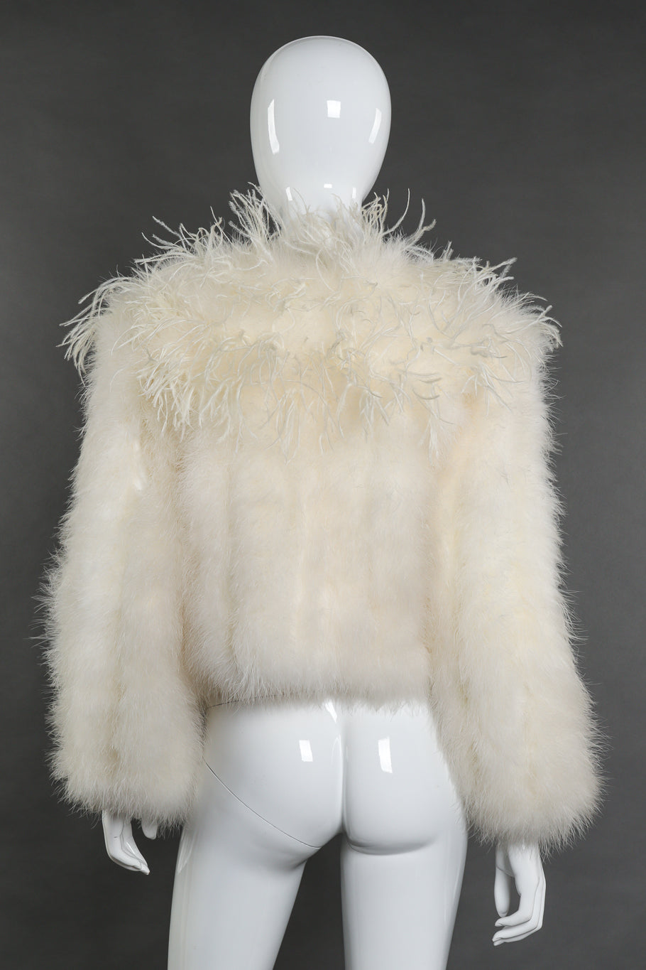 Vintage ostrich feather jacket by Anthon's Furs on mannequin back @recessla