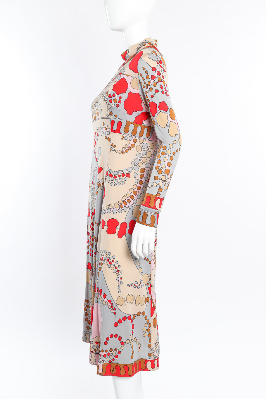 Vintage Averardo Bessi Psychedelic Print Silk Dress side view on mannequin @Recessla
