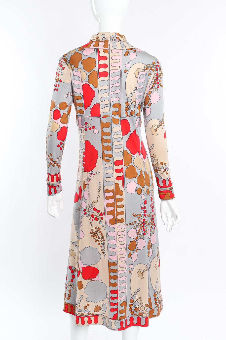 Vintage Averardo Bessi Psychedelic Print Silk Dress back view on mannequin @Recessla