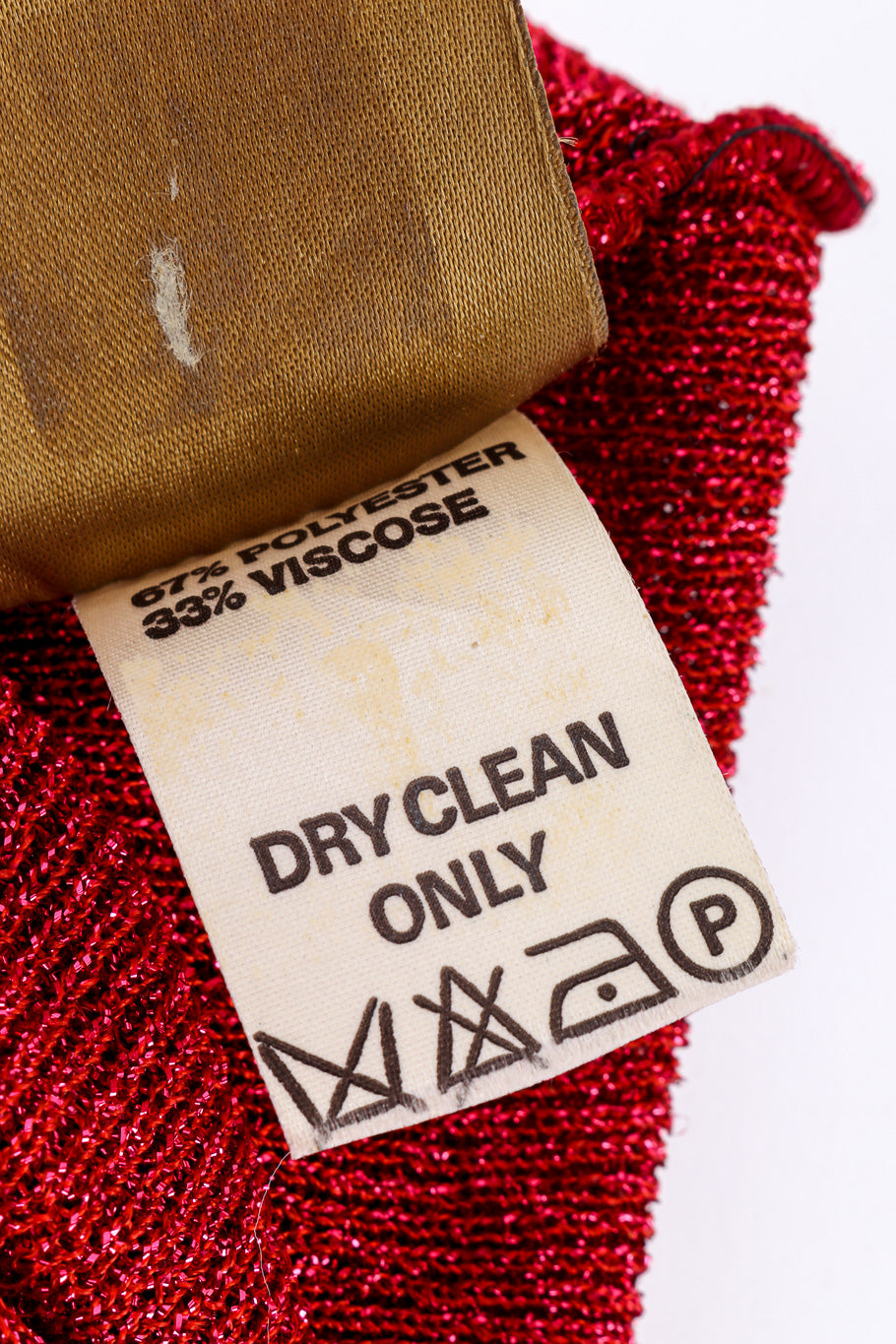Vintage Biba Metallic Knit Tunic, Tank, and Pant Set care label closeup @Recessla