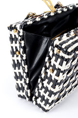 Vintage Marcus Brothers Woven Stripe Vinyl Handbag side expanded @recess la