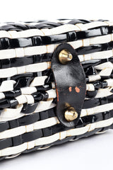 Vintage Marcus Brothers Woven Stripe Vinyl Handbag bottom feet closeup @recess la