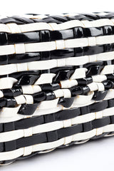 Vintage Marcus Brothers Woven Stripe Vinyl Handbag bottom closeup @recess la
