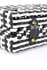 Vintage Marcus Brothers Woven Stripe Vinyl Handbag bottom feet closeup @recess la