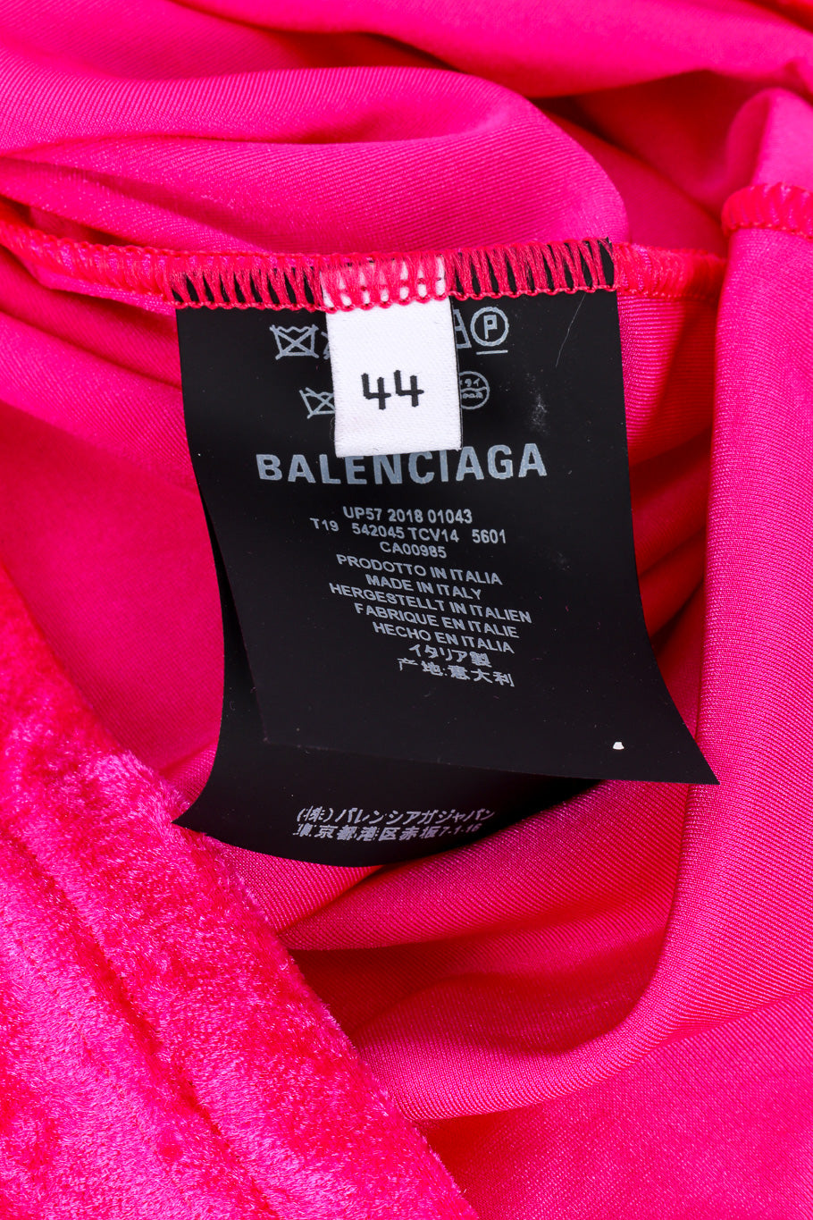 Balenciaga Velvet Turtleneck with Gloves size tag and fabric content label closeup @Recessla