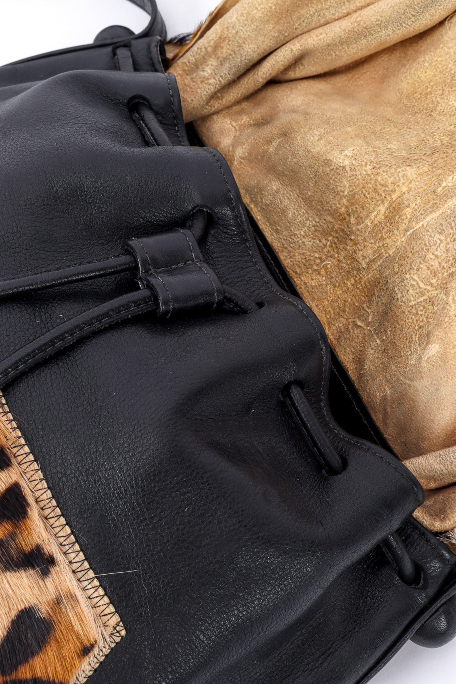 Vintage Barin Animal Hair Flap Bag drawstring closeup @recessla