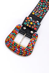 Vintage Michael Morrison MX Rainbow Rhinestone Studded Belt buckle rhinestone closeup @recessla