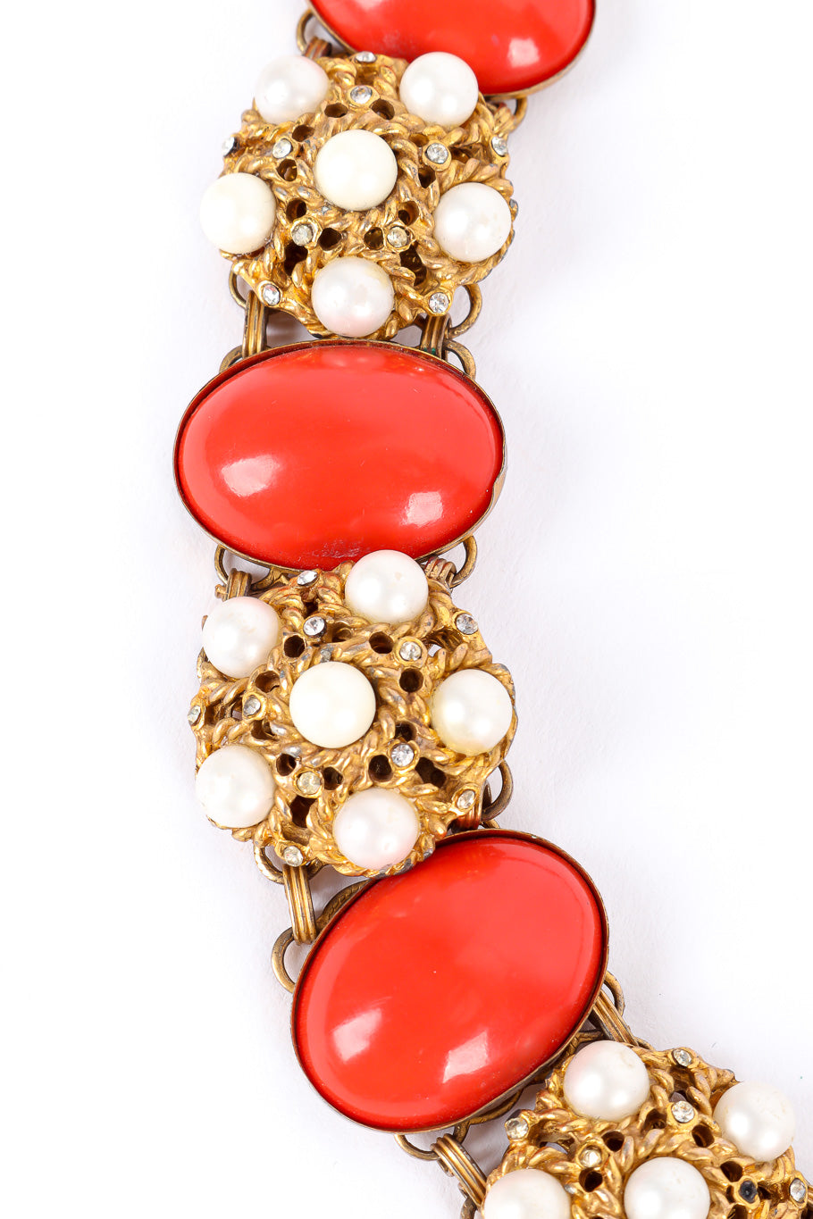 Coral stone belt by Kenneth Jay Lane stones close @recessla