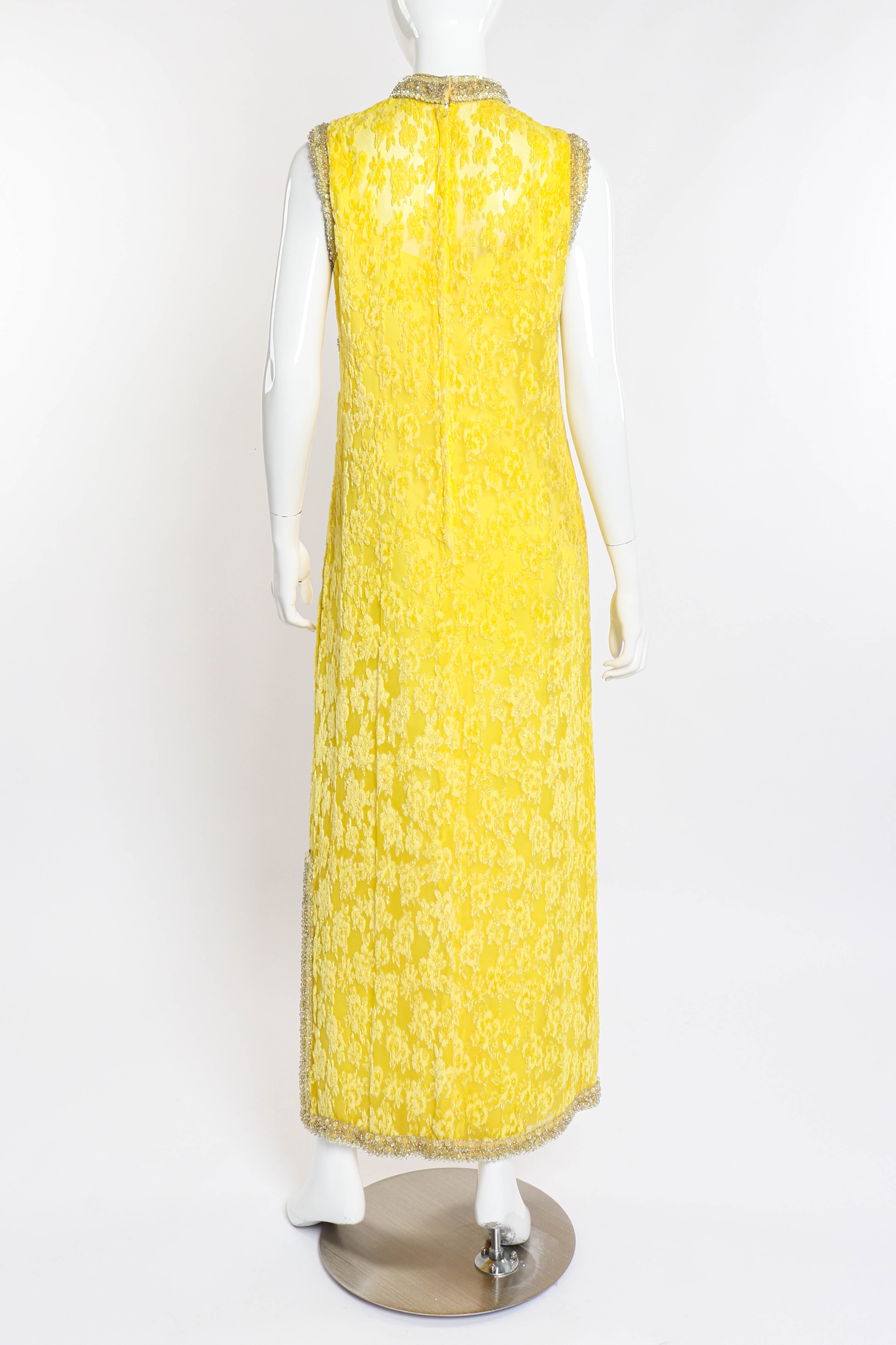 Vintage Bernetti Beaded Floral Burnout Gown back on mannequin @recess la
