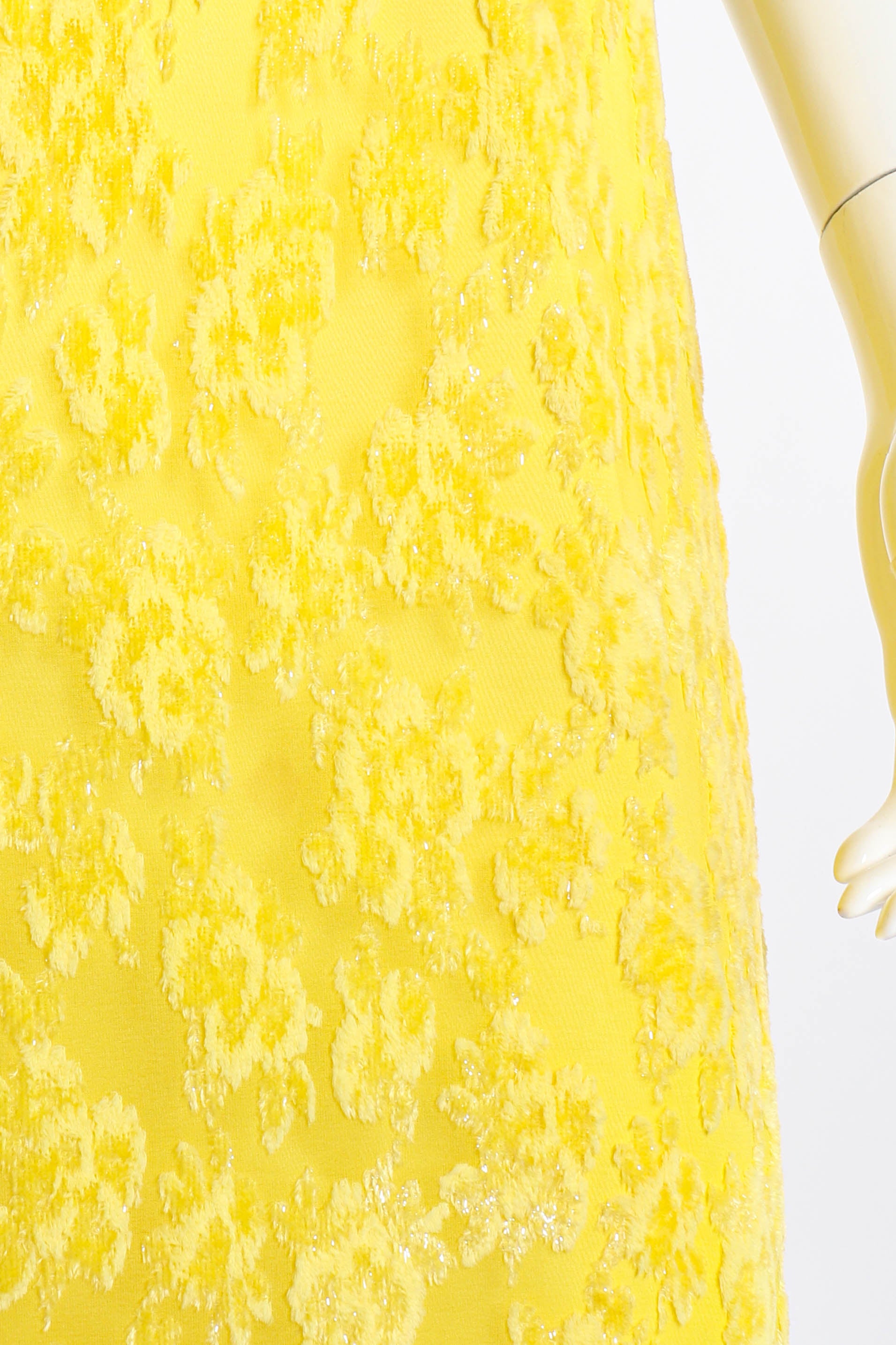 Vintage Bernetti Beaded Floral Burnout Gown stain closeup on mannequin @recess la