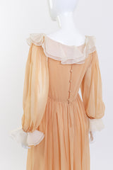 Chiffon Ruffle Peasant Dress by Bill Blass on mannequin back close @Recess LA
