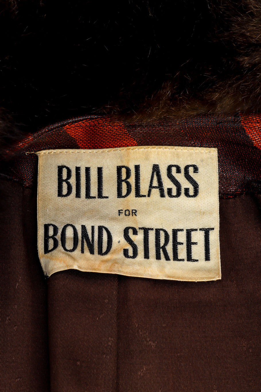 Vintage Bill Blass Circle Fur Trim Coat signature label @recess la