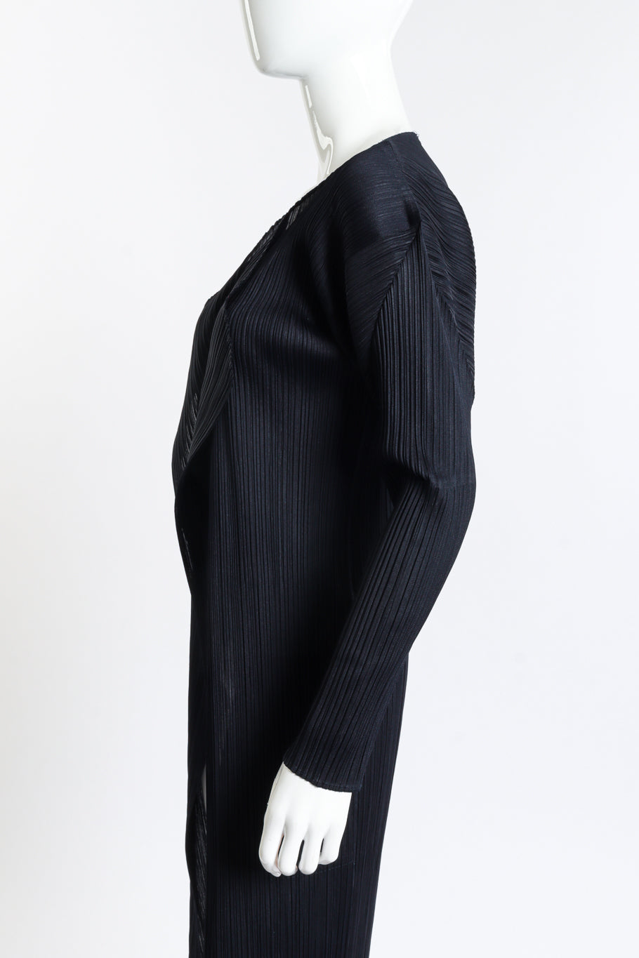 Vintage Issey Miyake Pleated Cardigan Jacket side on mannequin closeup @recess la