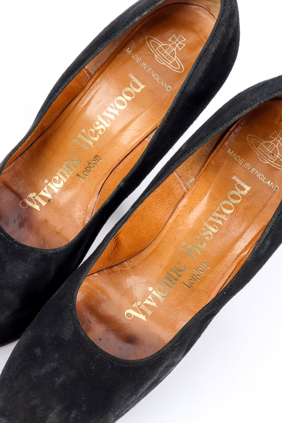 Vintage Vivienne Westwood 1993 F/W Elevated Suede Court Shoe branded soles @recessla