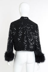 Vintage B. Siegel Marabou Cuff Sequin Jacket back on mannequin @recessla