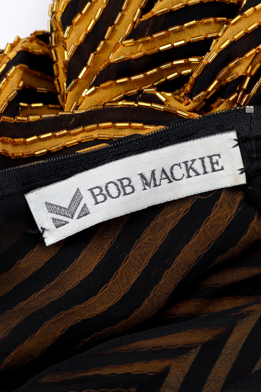 Vintage Bob Mackie Stripe Beaded Gown signature label @recessla