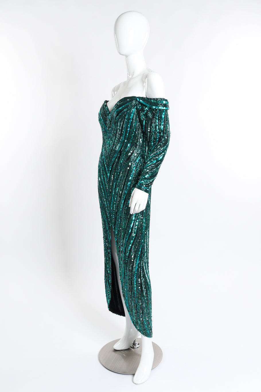 Vintage Bob Mackie Beaded Sweetheart Gown side on mannequin @recess la