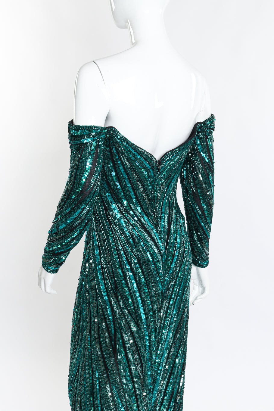 Vintage Bob Mackie Beaded Sweetheart Gown back on mannequin closeup @recess la